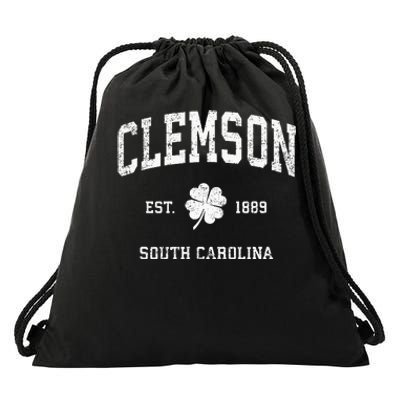 Clemson South Carolina Vintage Shamrock Sports Drawstring Bag