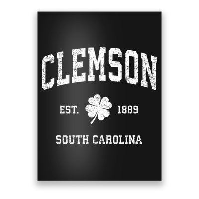 Clemson South Carolina Vintage Shamrock Sports Poster