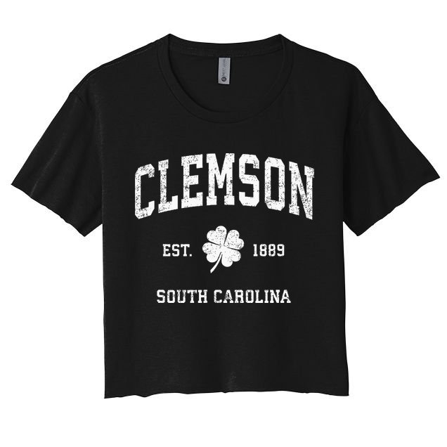 Clemson South Carolina Vintage Shamrock Sports Crop Top