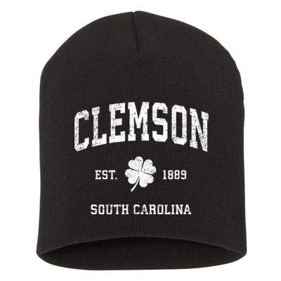 Clemson South Carolina Vintage Shamrock Sports Short Acrylic Beanie
