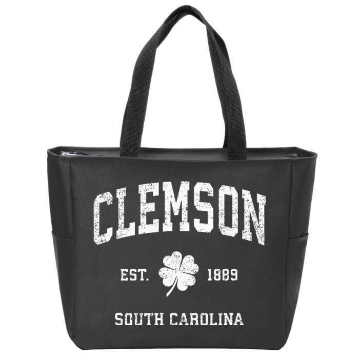 Clemson South Carolina Vintage Shamrock Sports Zip Tote Bag