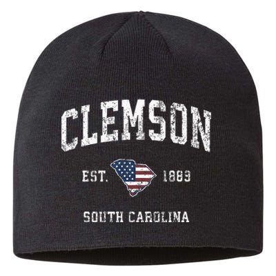 Clemson South Carolina Sc Vintage American Flag Sustainable Beanie