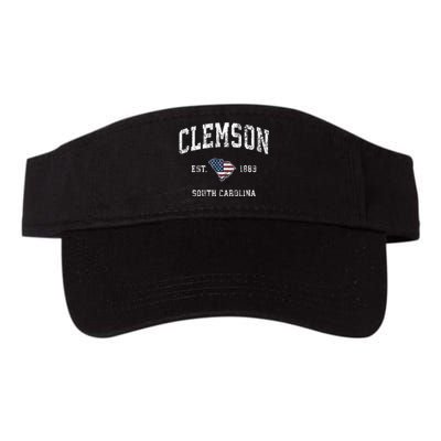 Clemson South Carolina Sc Vintage American Flag Valucap Bio-Washed Visor