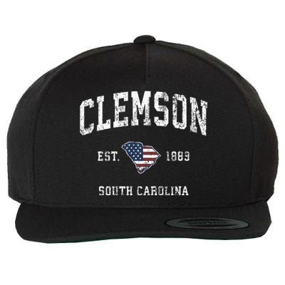 Clemson South Carolina Sc Vintage American Flag Wool Snapback Cap