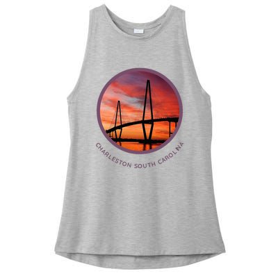 Charleston South Carolina Ravenel Bridge Ladies PosiCharge Tri-Blend Wicking Tank