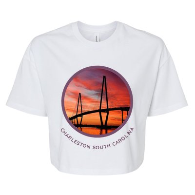 Charleston South Carolina Ravenel Bridge Bella+Canvas Jersey Crop Tee