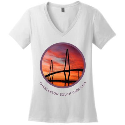 Charleston South Carolina Ravenel Bridge Women's V-Neck T-Shirt