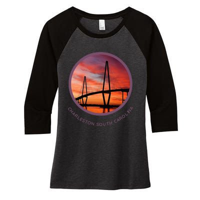 Charleston South Carolina Ravenel Bridge Women's Tri-Blend 3/4-Sleeve Raglan Shirt