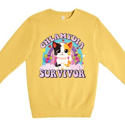 Chlamydia Survivor Cat Meme Funny Premium Crewneck Sweatshirt