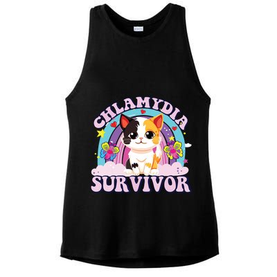 Chlamydia Survivor Cat Meme Funny Ladies PosiCharge Tri-Blend Wicking Tank