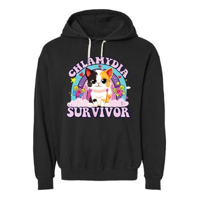 Chlamydia Survivor Cat Meme Funny Garment-Dyed Fleece Hoodie