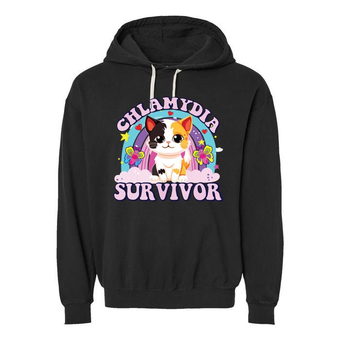 Chlamydia Survivor Cat Meme Funny Garment-Dyed Fleece Hoodie