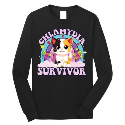 Chlamydia Survivor Cat Meme Funny Long Sleeve Shirt