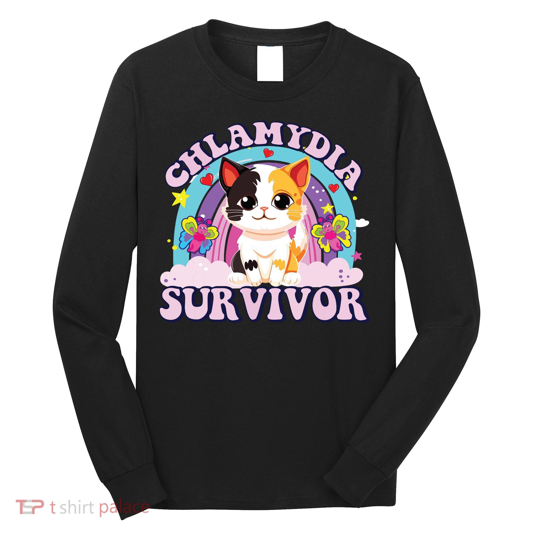 Chlamydia Survivor Cat Meme Funny Long Sleeve Shirt