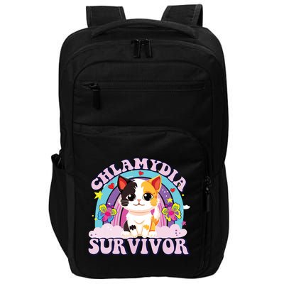 Chlamydia Survivor Cat Meme Funny Impact Tech Backpack