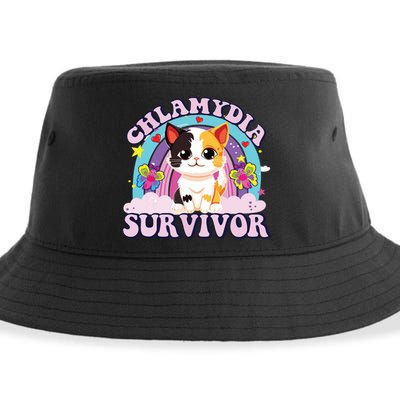 Chlamydia Survivor Cat Meme Funny Sustainable Bucket Hat