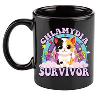 Chlamydia Survivor Cat Meme Funny 11oz C Handle Ceramic Mug