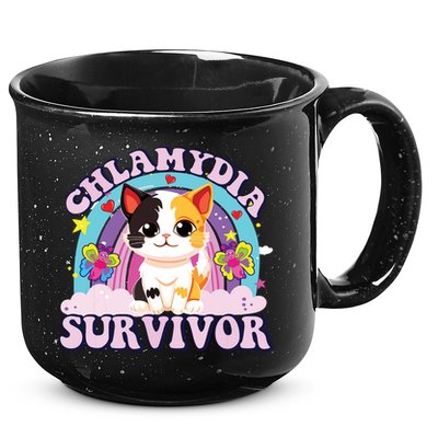 Chlamydia Survivor Cat Meme Funny 15oz Campfire Ceramic Mug
