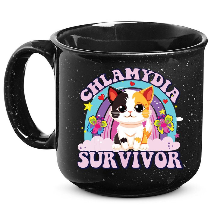 Chlamydia Survivor Cat Meme Funny 15oz Campfire Ceramic Mug