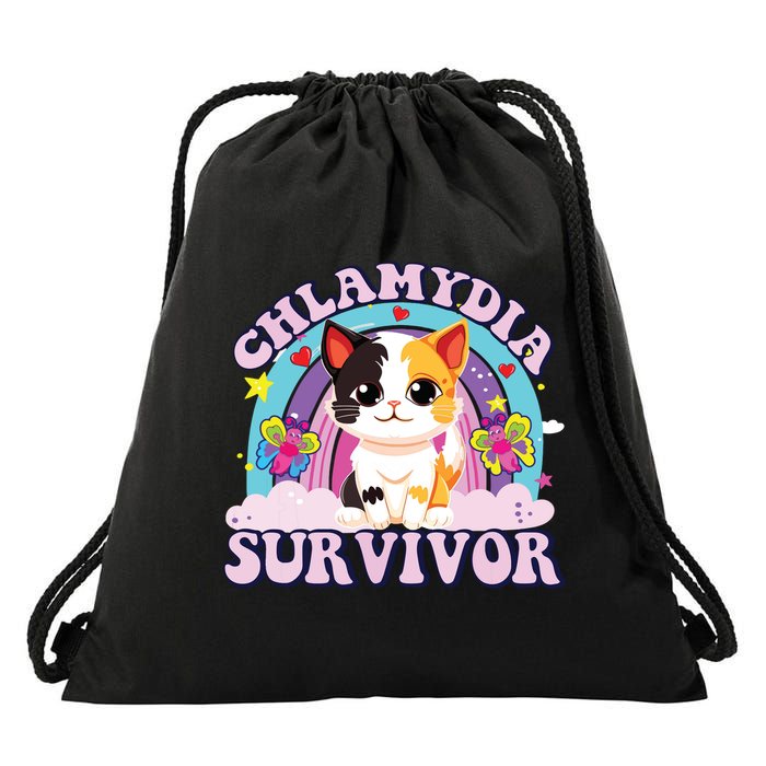 Chlamydia Survivor Cat Meme Funny Drawstring Bag