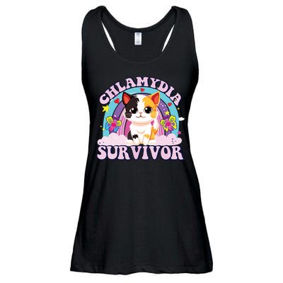 Chlamydia Survivor Cat Meme Funny Ladies Essential Flowy Tank