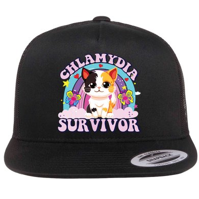 Chlamydia Survivor Cat Meme Funny Flat Bill Trucker Hat