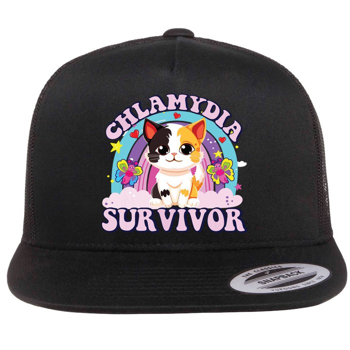 Chlamydia Survivor Cat Meme Funny Flatbill Hat