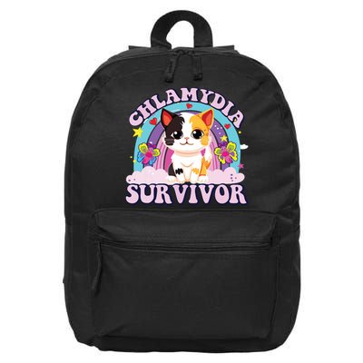 Chlamydia Survivor Cat Meme Funny 16 in Basic Backpack