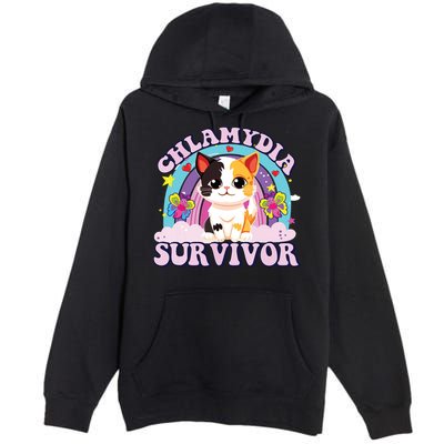 Chlamydia Survivor Cat Meme Funny Premium Pullover Hoodie