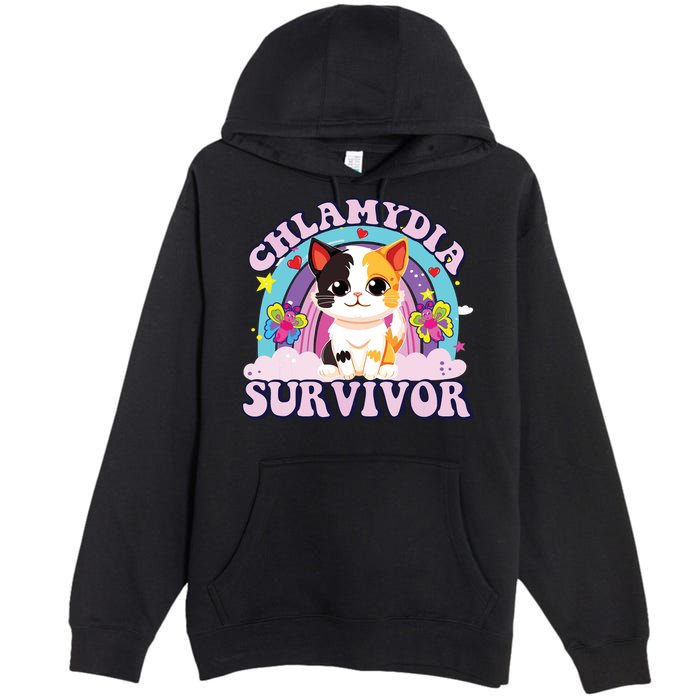 Chlamydia Survivor Cat Meme Funny Premium Pullover Hoodie