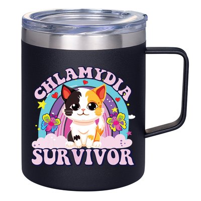 Chlamydia Survivor Cat Meme Funny 12oz Stainless Steel Coffee Mug