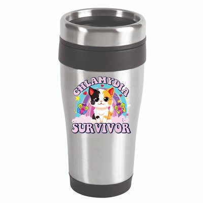 Chlamydia Survivor Cat Meme Funny 16oz Travel Tumbler