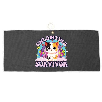 Chlamydia Survivor Cat Meme Funny Large Microfiber Waffle Golf Towel