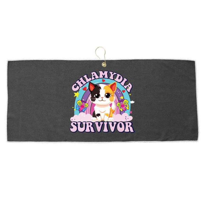Chlamydia Survivor Cat Meme Funny Large Microfiber Waffle Golf Towel