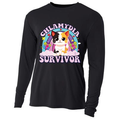 Chlamydia Survivor Cat Meme Funny Cooling Performance Long Sleeve Crew