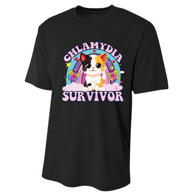 Chlamydia Survivor Cat Meme Funny Performance Sprint T-Shirt