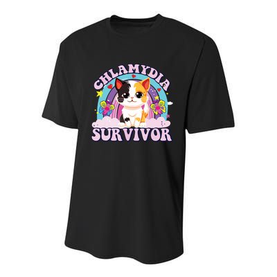Chlamydia Survivor Cat Meme Funny Youth Performance Sprint T-Shirt