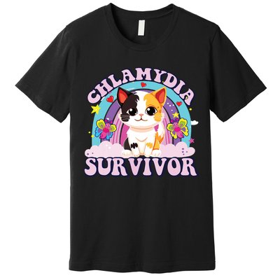 Chlamydia Survivor Cat Meme Funny Premium T-Shirt