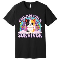 Chlamydia Survivor Cat Meme Funny Premium T-Shirt