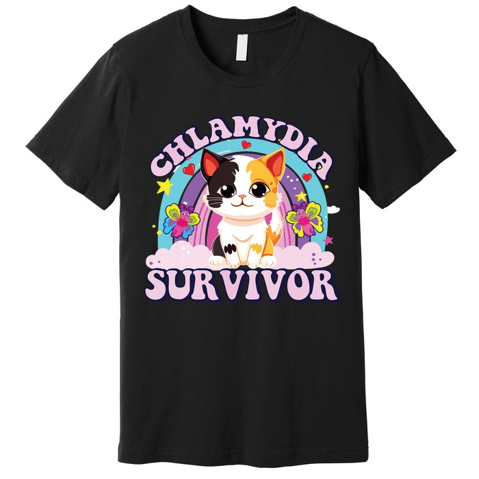 Chlamydia Survivor Cat Meme Funny Premium T-Shirt