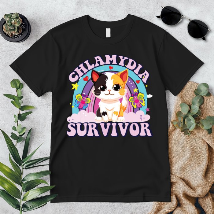 Chlamydia Survivor Cat Meme Funny Premium T-Shirt