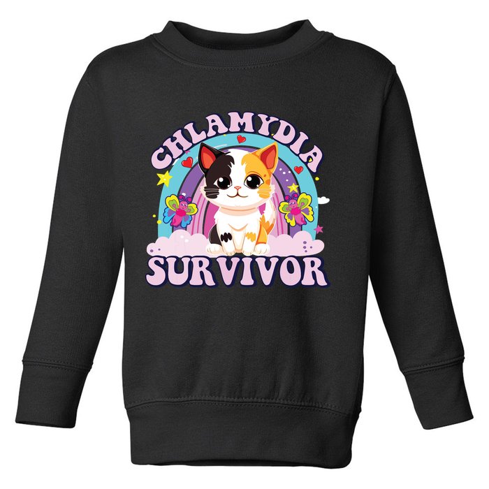 Chlamydia Survivor Cat Meme Funny Toddler Sweatshirt