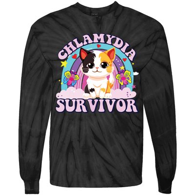 Chlamydia Survivor Cat Meme Funny Tie-Dye Long Sleeve Shirt