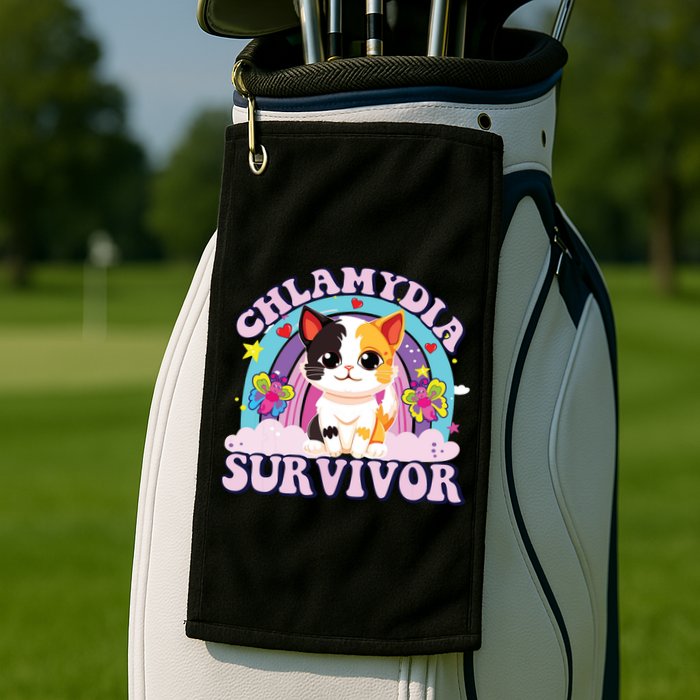 Chlamydia Survivor Cat Meme Funny Golf Towel
