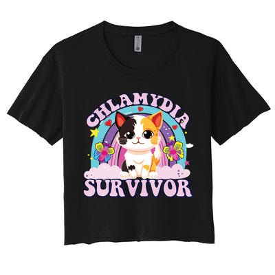 Chlamydia Survivor Cat Meme Funny Crop Top
