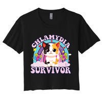 Chlamydia Survivor Cat Meme Funny Crop Top