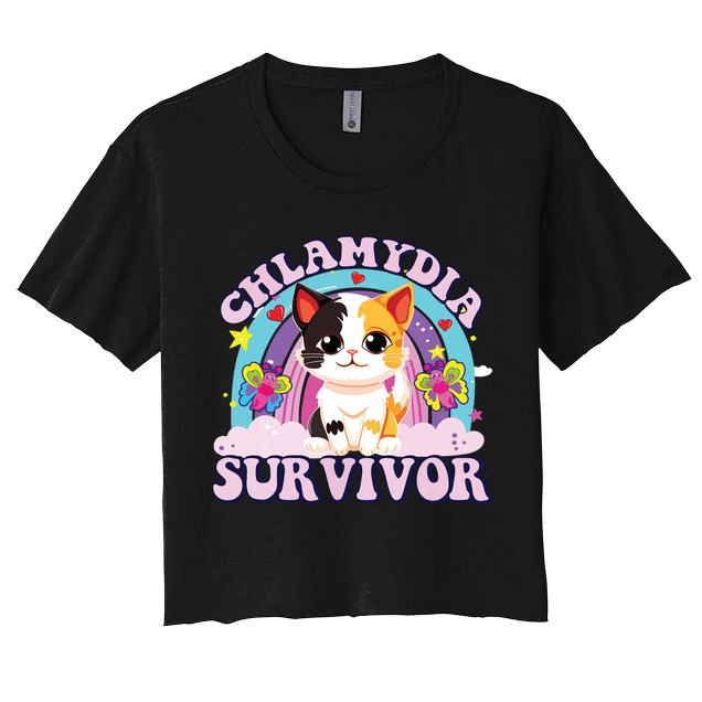 Chlamydia Survivor Cat Meme Funny Crop Top