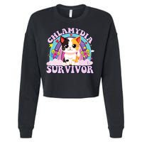 Chlamydia Survivor Cat Meme Funny Cropped Pullover Crew