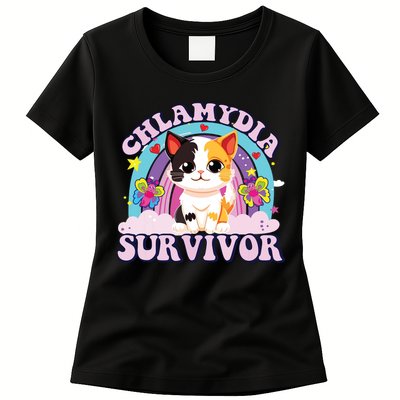 Chlamydia Survivor Cat Meme Funny Womens T-Shirt