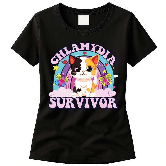 Chlamydia Survivor Cat Meme Funny Womens T-Shirt